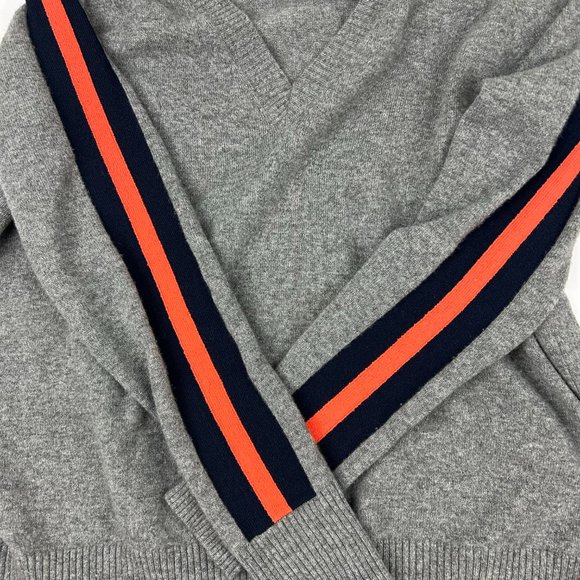 Autumn Cashmere Tech Racing Stripe V-Neck Sweater Oversized Old Money Essential - Picture 10 of 15